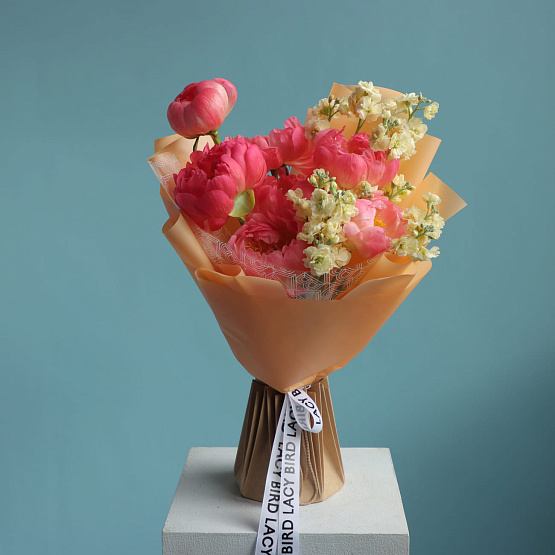 Peonies “Coral Charm” and Matthiola Bouquet