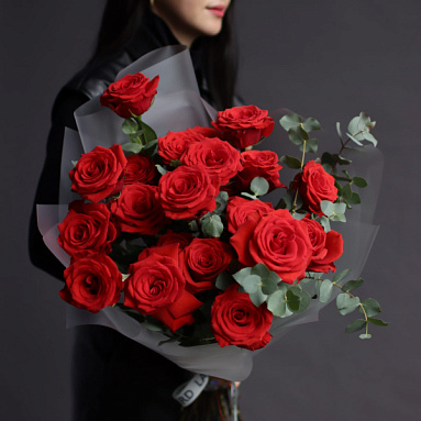 Nina Rose and Eucalyptus Mono Bouquet