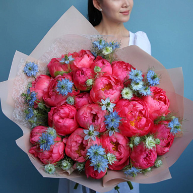 “Peonies and Nigella” Duo Bouquet