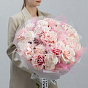 French Roses “Pink Mondial” and Dianthus with Stipa Duo Bouquet