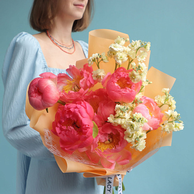 Peonies “Coral Charm” and Matthiola Bouquet
